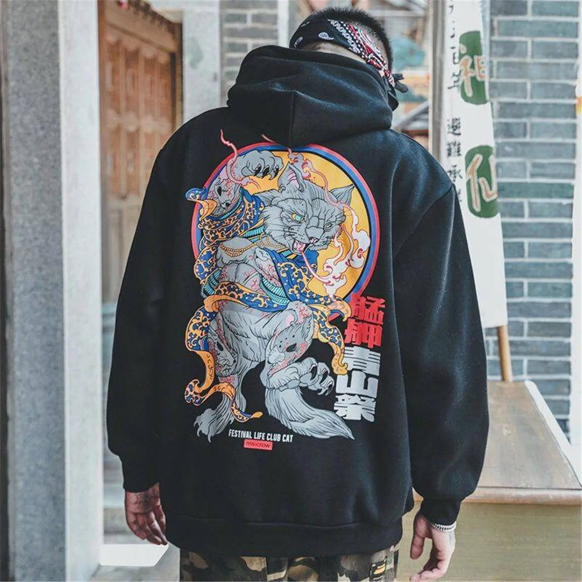 Fashion Boys Cool Men Hip Hop Hoodies Japanese Casual Sweatshirts Streetwear Men Women Loose Pullover Harajuku Devil Hoodie Male.