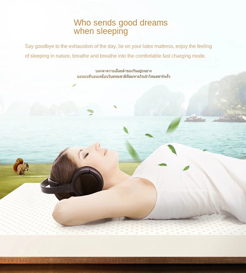 High-End-Latex-Quellen-Flüssigkeitsmatratzenoberteil, 100 % Naturlatex, faltbar, langsame Rückfederung, Thiland-Matten mit anpassbarem Baumwollbezug