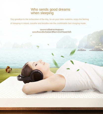 High-End-Latex-Quellen-Flüssigkeitsmatratzenoberteil, 100 % Naturlatex, faltbar, langsame Rückfederung, Thiland-Matten mit anpassbarem Baumwollbezug