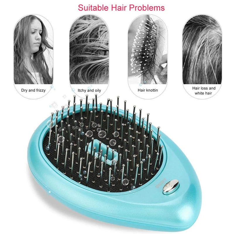 Bestselling Electric Negative Ion Massage Comb Portable Battery Style Hair Comb For Massaging Scalps And Clearing Acupoints.