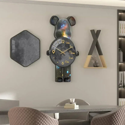 Wand Ästhetische Bär Uhr Moderne LED Licht Einzigartige Bär Stille Uhr Lampe Uhr Luxus Esszimmer Wohnzimmer Dekoration Hause Ornament
