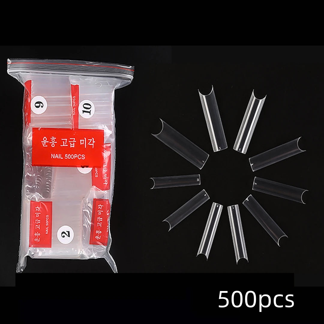 600Pcs Extra Long Hawk Curved Nail Tips Half Cover Eagle Claw Curve False Nails Extension 10 Sizes Bag Packaging for Art Salon *