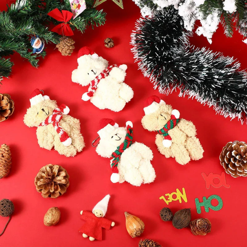 12–48 Stück Weihnachts-Kuscheltiere, Mini-Teddybären, groß, mit Organzabeuteln für Weihnachtsfeiern, Gastgeschenke, Weihnachtsbaumdekoration.