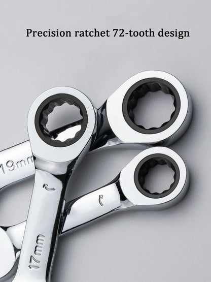 6–19 mm kurzer Griff, schneller Ratschenschlüssel, 72 Zähne, multifunktional, tragbar, kurz, Dual-Use-Pflaumenblüte, kleiner Schraubenschlüssel, Handwerkzeuge