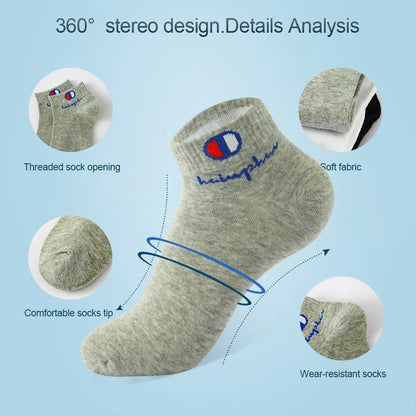 10/20/30 Pairs Socks Men Ankle Cotton Socks Brand Classic Fashion Black White Socks Breathable Mesh Athletic Short Socks Summer.