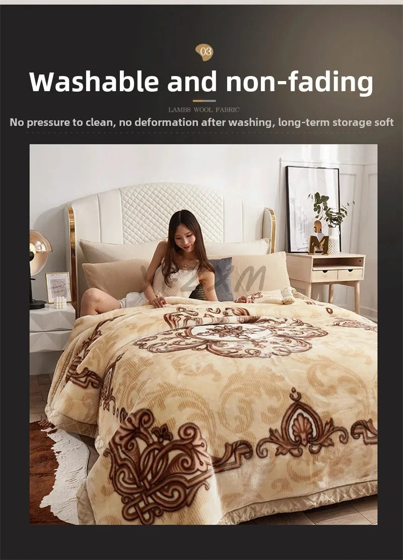 New Warm Weighted Blankets for Beds High End Thicken Warmth Raschel Blanket for Winter Autumn Double Side Plush Comforter Quilt.