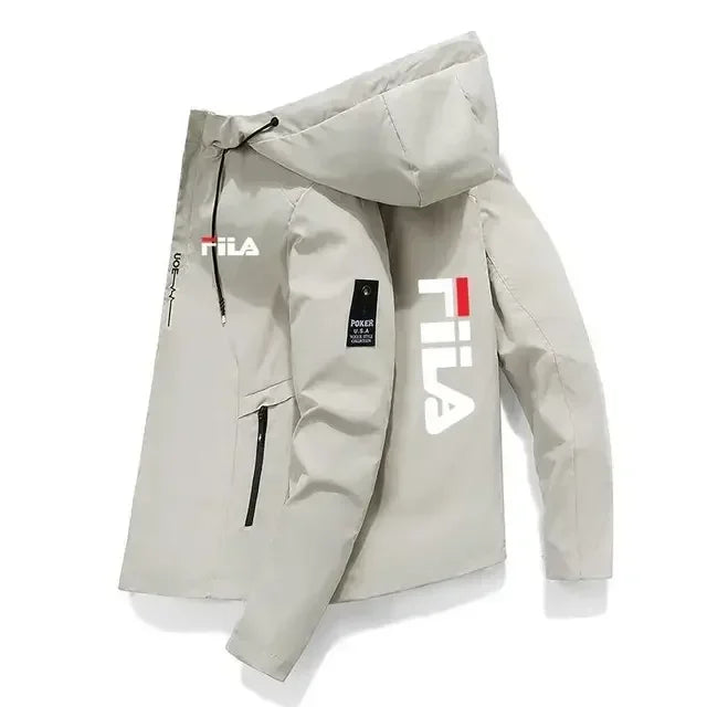 Men's 2025 printed high-quality zipper hooded baseball jacket, four-autumn jacket, trendy men's windproof zipper jacket, casual.