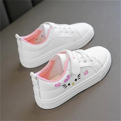 2023 Children's Little White Shoes Girls' Student Flat Bottom Casual Sports Shoes Low Top Spring Korean Plate Shoes.