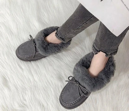 Bow Round Toe Flat Fleece-lined Woman Shoes Trend 2025 Y2k Chic and Elegant Winter Novelty Padded Sale Hot Snow Boots for Women