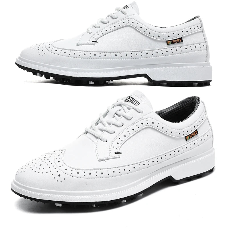 Fashion Men Golf Shoes Leather High-Quality Sports Shoes Non-Slip Waterproof Golf Professional Training Shoes Large Size 39-47.
