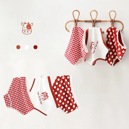 3Pcs/lot Kids Panties 7 Collections Chirdren's Underwear Lovely Girls Briefs Floral Grid Cute Pants Baby Dots Cotton Underpants.