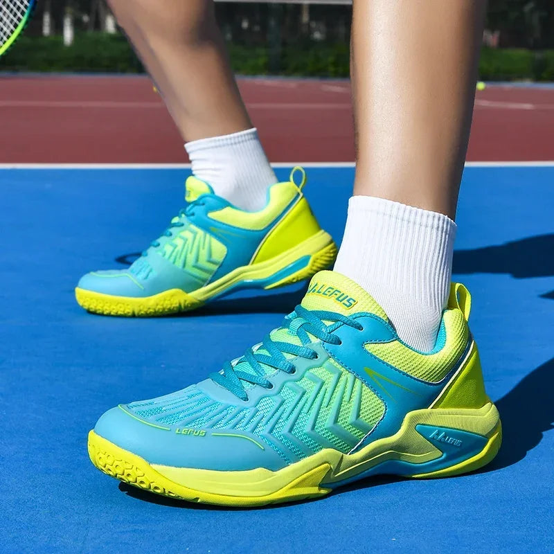 High-quality Badminton Trainers for Men and Women Blue Athletic Shoes with Anti-Slip Sole for Indoor and Outdoor Sports.
