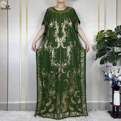 Neue Sommer Abaya für Frauen lässig Kurzarm weiches Baumwoll kleid Dubai Kaftan lose Dame Maxi Islam afrikanisches Kleid mit großem Schal.