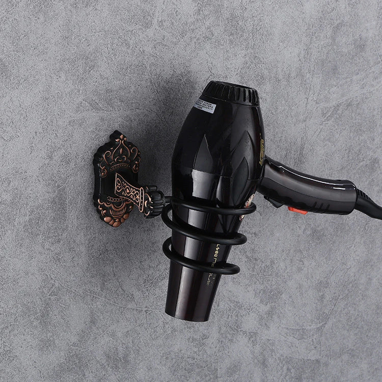 Haartrockner-Halter, Aluminium, antikes Badezimmer-Regal, Aufbewahrung, nagelfrei, Wandregal, montierter Organizer, Spiralständer, Zahnbürstenhalter