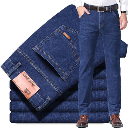 2024 Fashion Men Stretch Loose Straight Jeans Casual Elastic Slim Fit Denim Pants Male Brand Business Trousers Large size 38 40