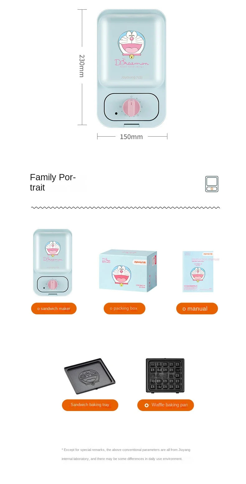 Cartoon Sandwich Machine Home Breakfast Waffle Maker Bread Machine Line Jiuyang Theme  Yellow Blue Timing Fried Eggs.