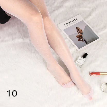 Sexy Women love Dot Embroidery Silk Stocking Thin Vintage Faux Tattoo Thigh Sheer Pantyhose Female Elastic Hosiery girls Tights