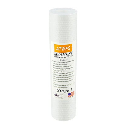 ATWFS Water Filter Cartridge 2pcs 5Micron PPF Cotton+ 2pcs 1Micron PPF Cotton+ 2 pcs Activated Carbon Reverse Osmosis System