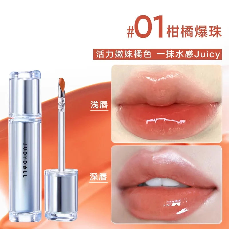 Judydoll Lip Glaze Mirror Shine Watery Lipstick Non-Stick Cup Long Lasting Moisturising Lip Tint Waterproof Makeup Cosmetics