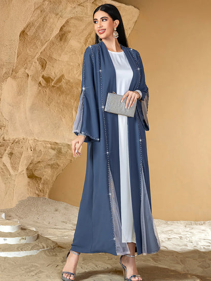 Eid Diamonds Abayas for Women 2025 Fashion Muslim Dress Dubai Open Abaya Kebaya Kimono Jalabiya Caftan Marocain Femme Robe Gown.