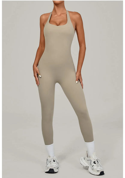 Yoga Jumpsuit Sports Fitness Peach Hip Halter Neck Backless Pants Bodysuit Outdoor Dance Jumpsuit Tight Yoga Wear for Women