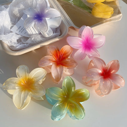 New Hawaiian Gradient Hair Clips Women Flower Hair Claws Shark Hairpins Vacation Beach Style Hairpins Hair Accessories.