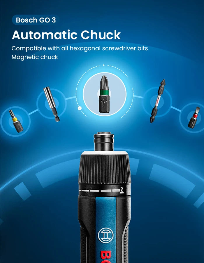 Bosch GO 3 Elektroschrauber-Set, 3,6 V, 5 Nm, kabellose Mini-Handbohrmaschine, wiederaufladbarer Schraubendreher, Bosch Multifunktions-Elektrowerkzeug