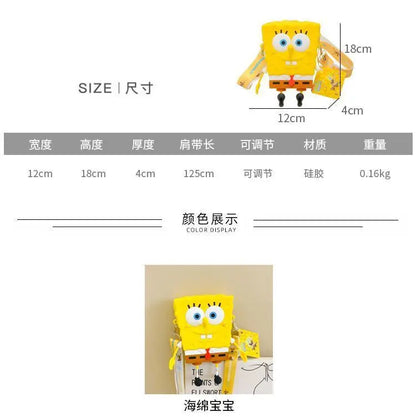 New Original cartoon SpongeBob SquarePants Kids Shoulder Bags Girl and Boys Cute gift Bag.