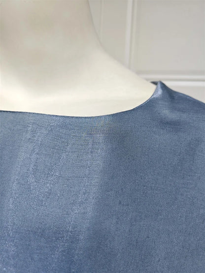 Siskakia Muslim 2024 New Eid Dresses Solid Shiny Satin Batwing Sleeve Modest Kebaya Turkish African Women Abayas Saudi Clothing