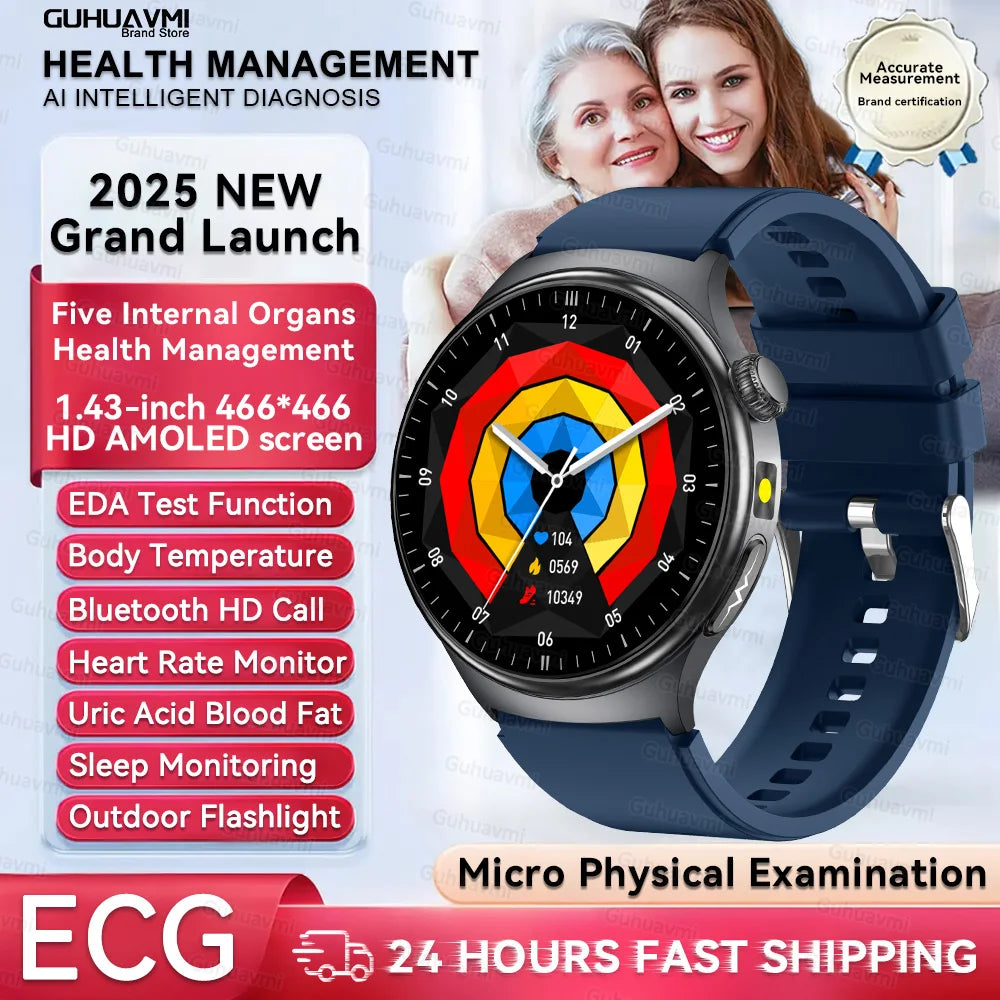 2026 New Smart Watch Men ECG+PPG Blood Lipids Uric Acid Blood Pressure Bluetooth Call 1.43'' Sapphire Smartwatch Remote Nursing