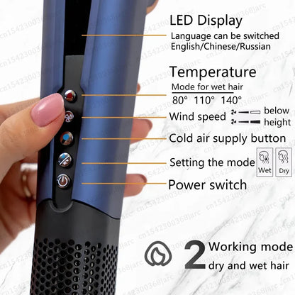 220V Professional Hair Straightener Hair Dryer Heat-Up Flat Negative Ion Iron Lasting Styling Straightener 2 in 1 With display