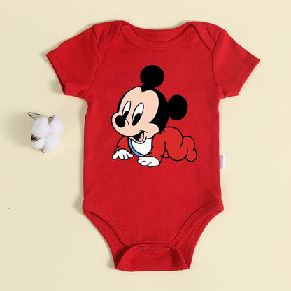 Weihnachten Neugeborene Baby Roten Strampler 100% Baumwolle Baby Mickey Print Infant Outfit Baby Mädchen Jungen Body Disney Kleidung Weihnachten Geschenk.
