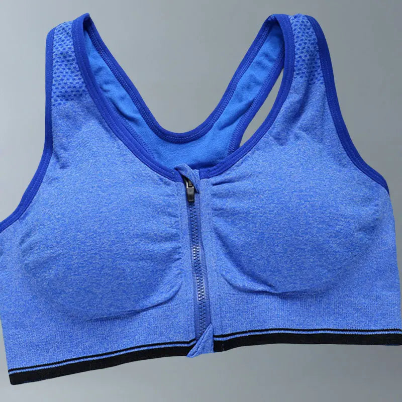 Front Zipper Sport Bra Gym top Breathable Brassiere Yoga Workout Running Vest Women's Underwear Shockproof Running Fitness Bra.