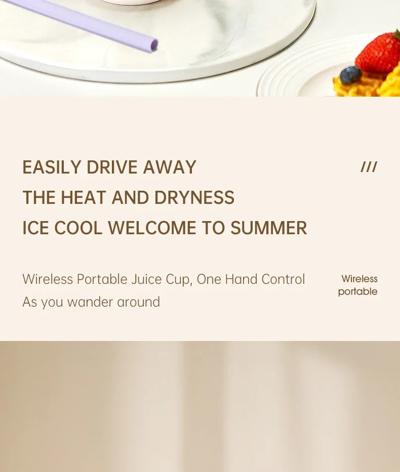 Portable Multi-function USB Wireless Juicer 12-blade Head Fast Juice Extraction 2600mAh Capacity Indoor and Outdoor Mixing Cup.