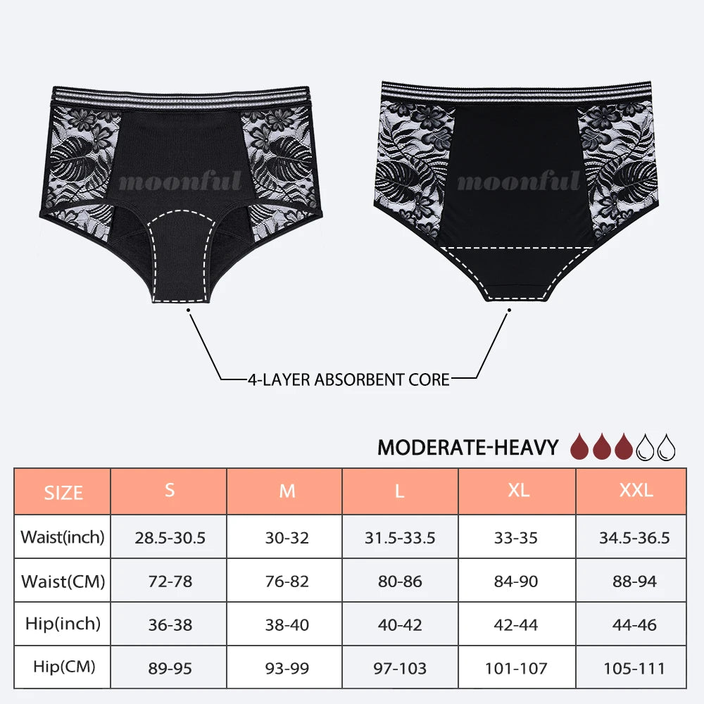 High Waist Period Underwear Lace Mesh Menstrual Panties Women Menstrual Cycle Absorbent Underwear Girl Panties for Monthly