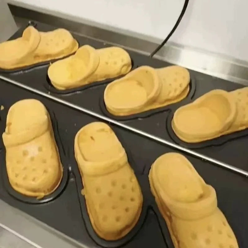 Commercial Slipper Shape Waffle Maker Machine 4 or 6 Holes Non-stick Waffle Iron Kitchen Snack Equipment.