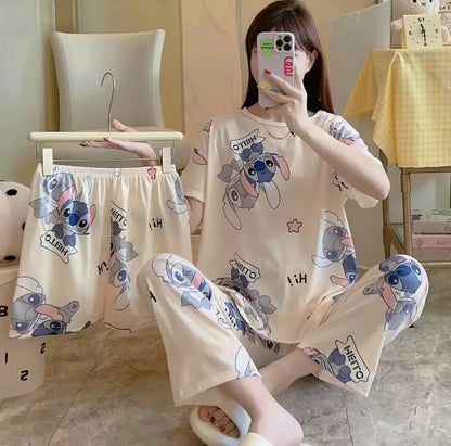 3 Teile/satz Damen Pyjamas Freizeit Sommer Homewear Set süße Pyjamas Minnie Cartoon Pyjama.