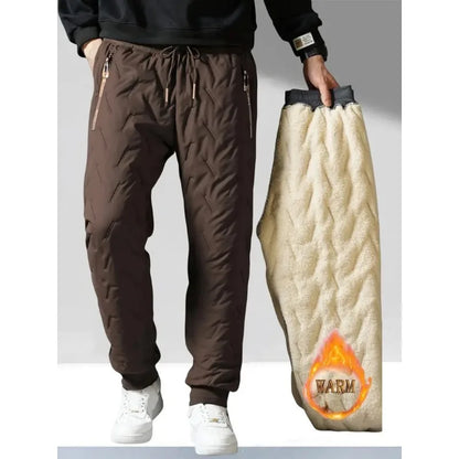 UETEEY Winter Thermal Fleece Pants Men Plush Lambswool Thicken Warm Waterproof Trousers Man Casual Windproof Joggers Sweatpants.