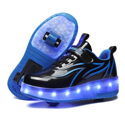 Two Wheels Children's Led Light Roller Skate Shoes For Kids Boys Girls Luminous Sneakers Skateboard USB Charging.