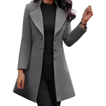 Langarmmantel, elegante Damen-Wolljacke mit Umlegekragen, schmale Passform, für Pendler, Verabredungen im Frühling, Herbst, Winter, Damen.
