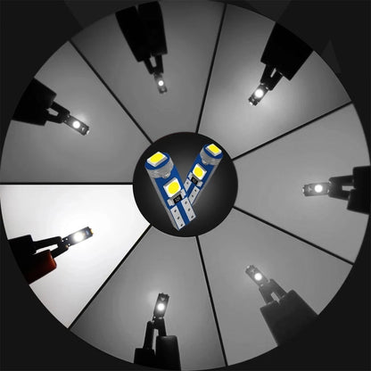 10X T5 Led-lampe W3w Auto Lichter Lizenz Lampe Motorrad Dashboard Licht Auto 3smd 12v Canbus Innen Mini rote Dome Lesen Lampen.