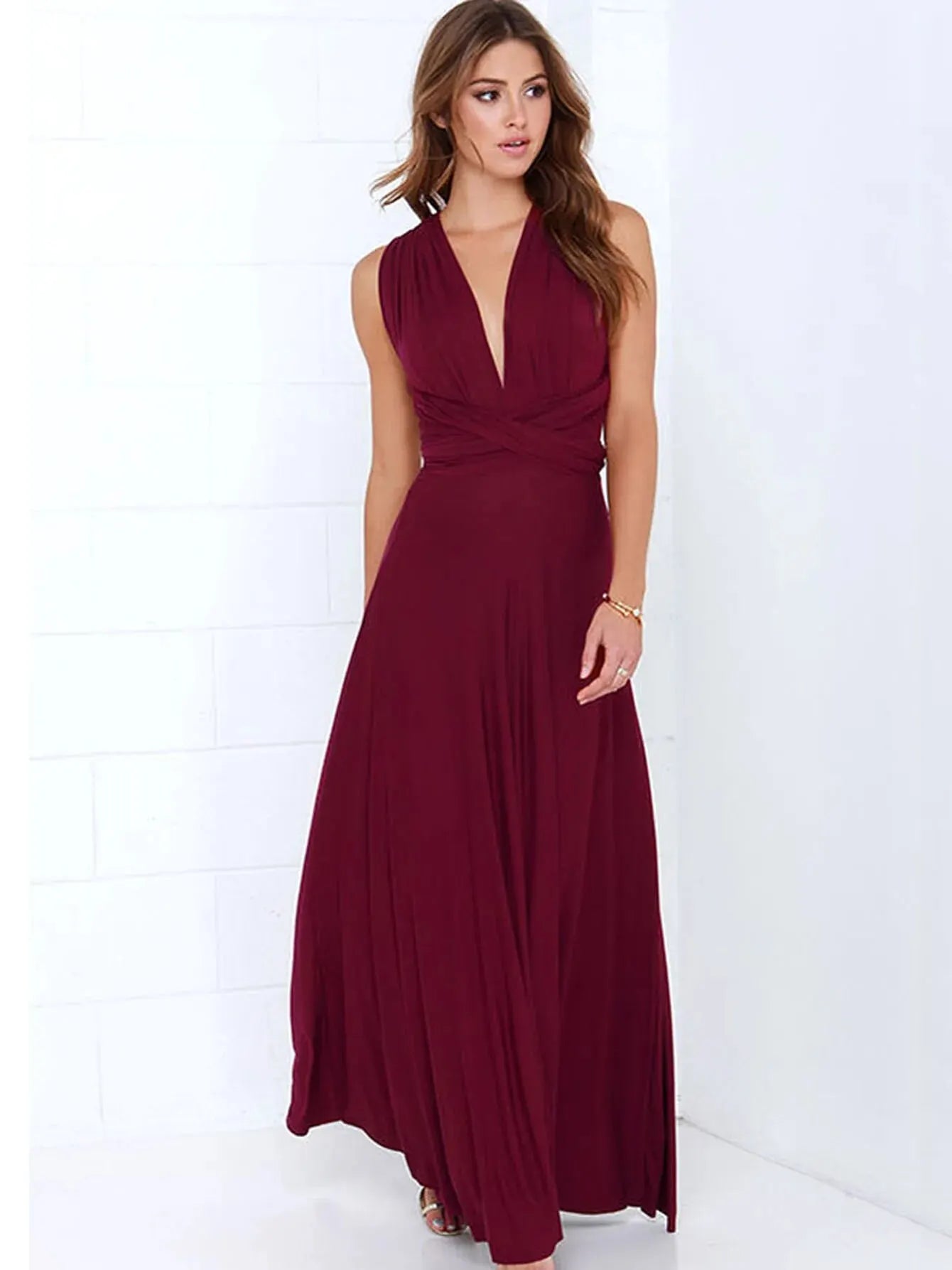 Sexy Frauen Multi way Wrap Cabrio Boho Maxi Club rotes Kleid Verband langes Kleid Party Brautjungfern Unendlichkeit Robe Longue Femme