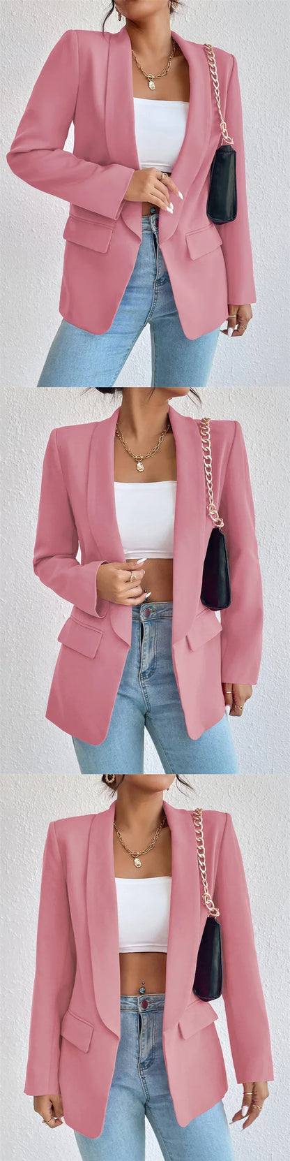 Koreanische Beliebte Rosa Neue Oberbekleidung Frauen 2024 Mode Weiblichen Frühling Jacke Casual Langarm Schwarz Blazer Mäntel