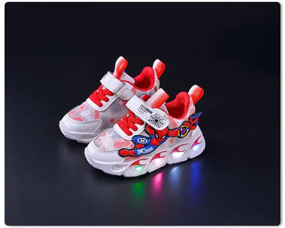 Disney Fashion Spiderman Baby Boys Sneakers Spring/autumn Children's Shoes Lighted Sneaker Trendy Kids Boy Sports Casual Shoes.