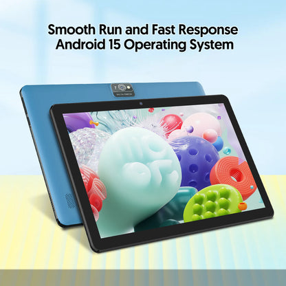 BAKEN 10-inch Android 15 tablet, 128GB RAM + 9GB + 64GB storage, 1TB expandable memory, WiFi 6, Bluetooth, Google GMS.