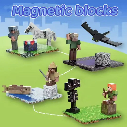 Magnetic Block Magnetic Cubes Set Building Toys Build Mine Magnet World  for Boys Girls  Montessori Sensory.