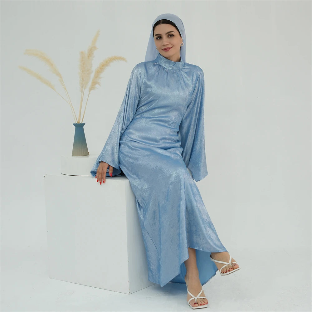 Ramadan Satin Shimmer Abaya Damen Dubai Luxury Islam Muslim Kaftan Dresses Kebaya Abayas For Women Robe Musulmane Femme Vestidos