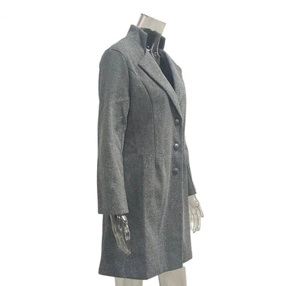 Langarmmantel, elegante Damen-Wolljacke mit Umlegekragen, schmale Passform, für Pendler, Verabredungen im Frühling, Herbst, Winter, Damen.