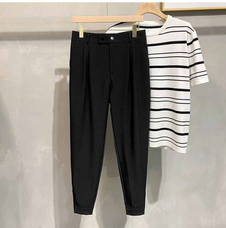 Luxury Fashion Straight Men's Casual Pants Spring Summer New Korean Suit Pant Harem Business Formal Male Trousers Trendy Brand