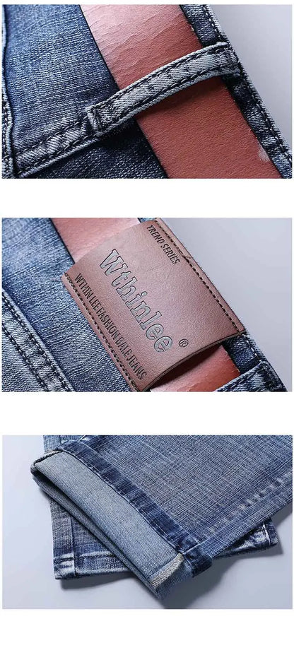 Male  All-match Brand Trousers Four Season Men's High Quality Jeans  Business Casual High Waist Denim Pants Simplicity Cool